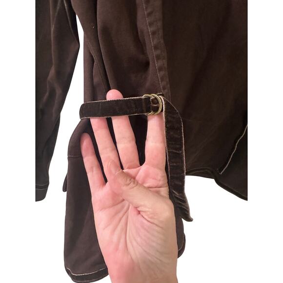 Talbots Woman Petites Stretch Blazer Jacket Brown With Velvet Trim, size 14W - Picture 3 of 8